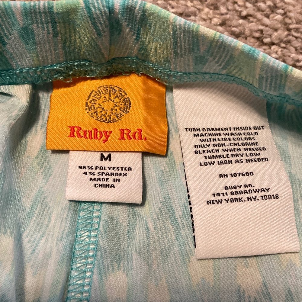 Ruby Rd. Aqua And White Patterned Pants - image 2